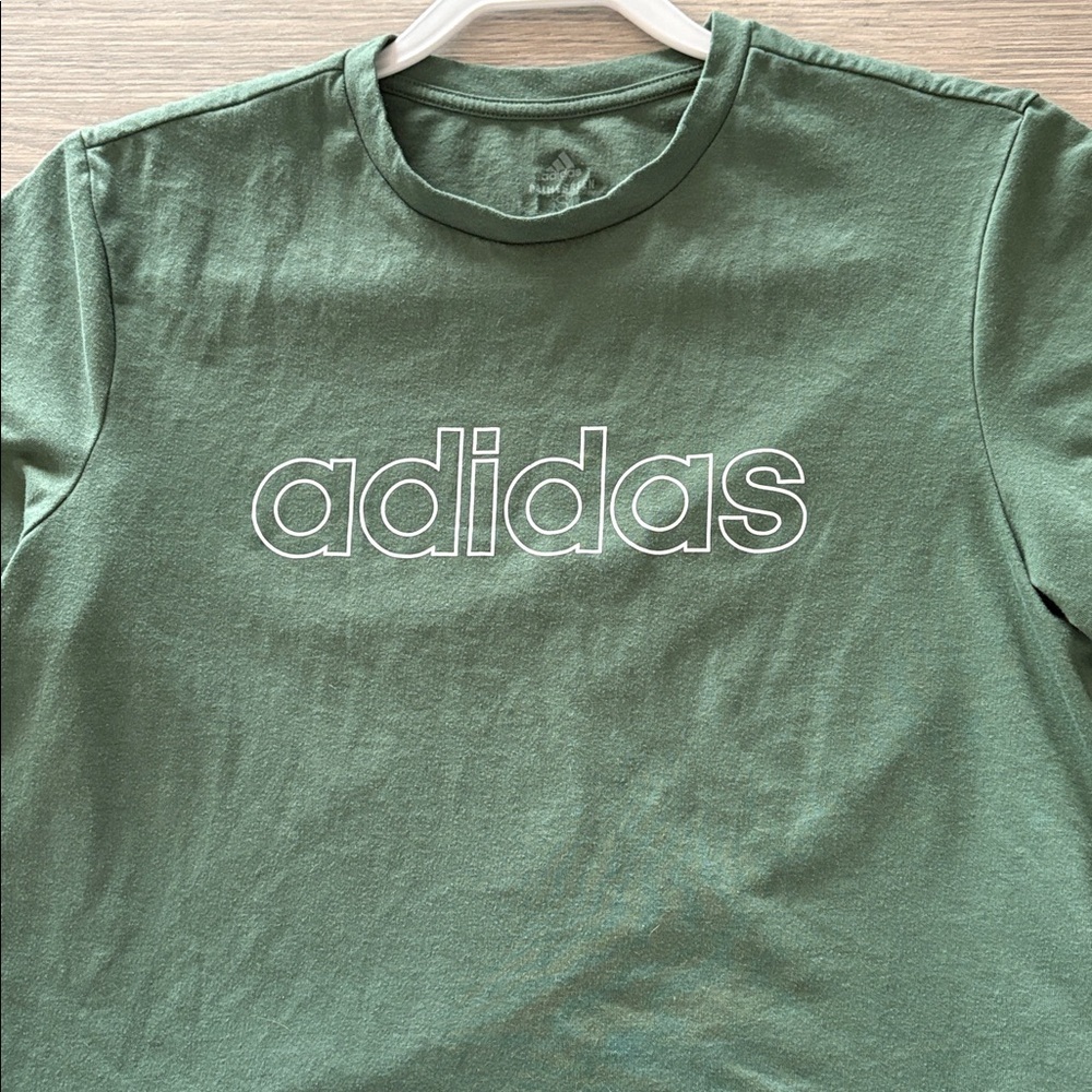 Women’s Adidas Green Logo Short Sleeve Crop Tee Size Small - Picture 5 of 6